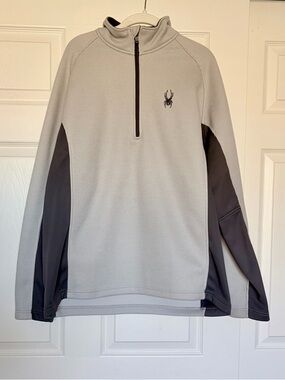 Men’s Gray Spyder Half Zip Sweater — Size XL